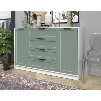 Тумба Тренд КТ-Т160 (Белый ЛДСП/ Мята ЛМДФ) Ш1600 В1020 Г451